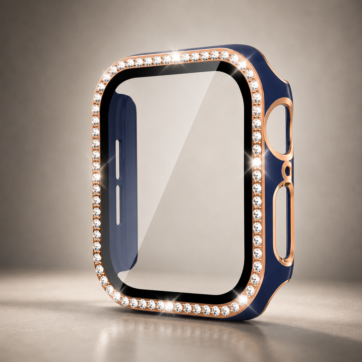 Premium Rhinestone Apple Watch Case Glass Screen Protector Shockproof Protective Cover Luxury Bling Snap-On Full Coverage Bumper Slim Protective Shell