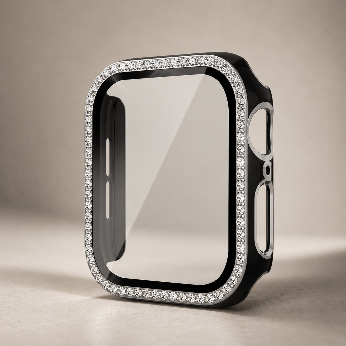 Premium Rhinestone Apple Watch Case Glass Screen Protector Shockproof Protective Cover Luxury Bling Snap-On Full Coverage Bumper Slim Protective Shell