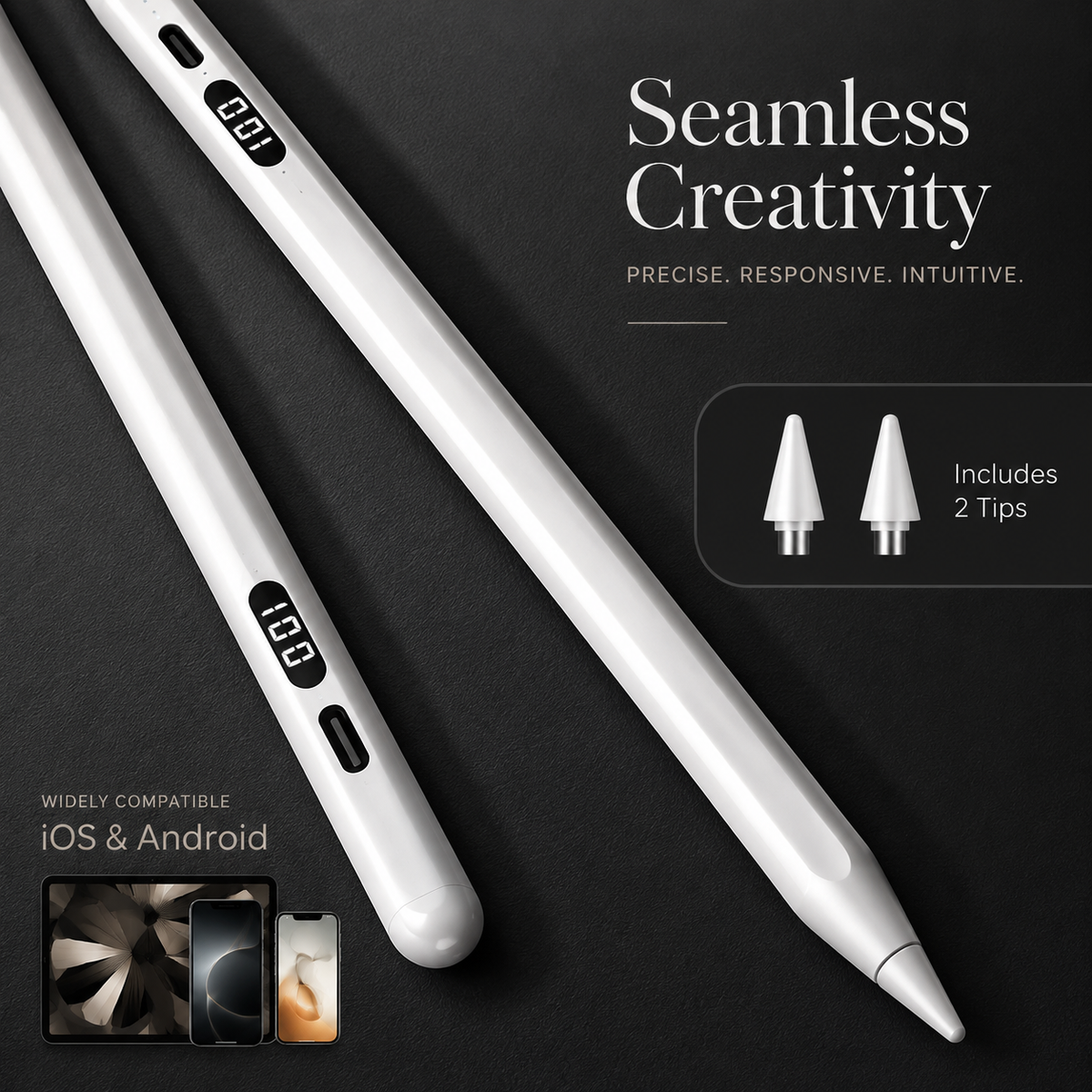 Premium Stylus Pen Bluetooth Compatible Rechargeable Touchscreen Tablet Pen Precision Tip Digital Pencil Power Display Writing Drawing Tool Daily