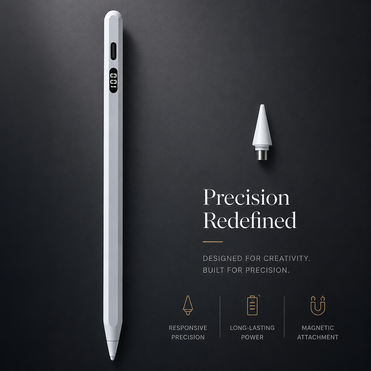 Premium Stylus Pen Bluetooth Compatible Rechargeable Touchscreen Tablet Pen Precision Tip Digital Pencil Power Display Writing Drawing Tool Daily