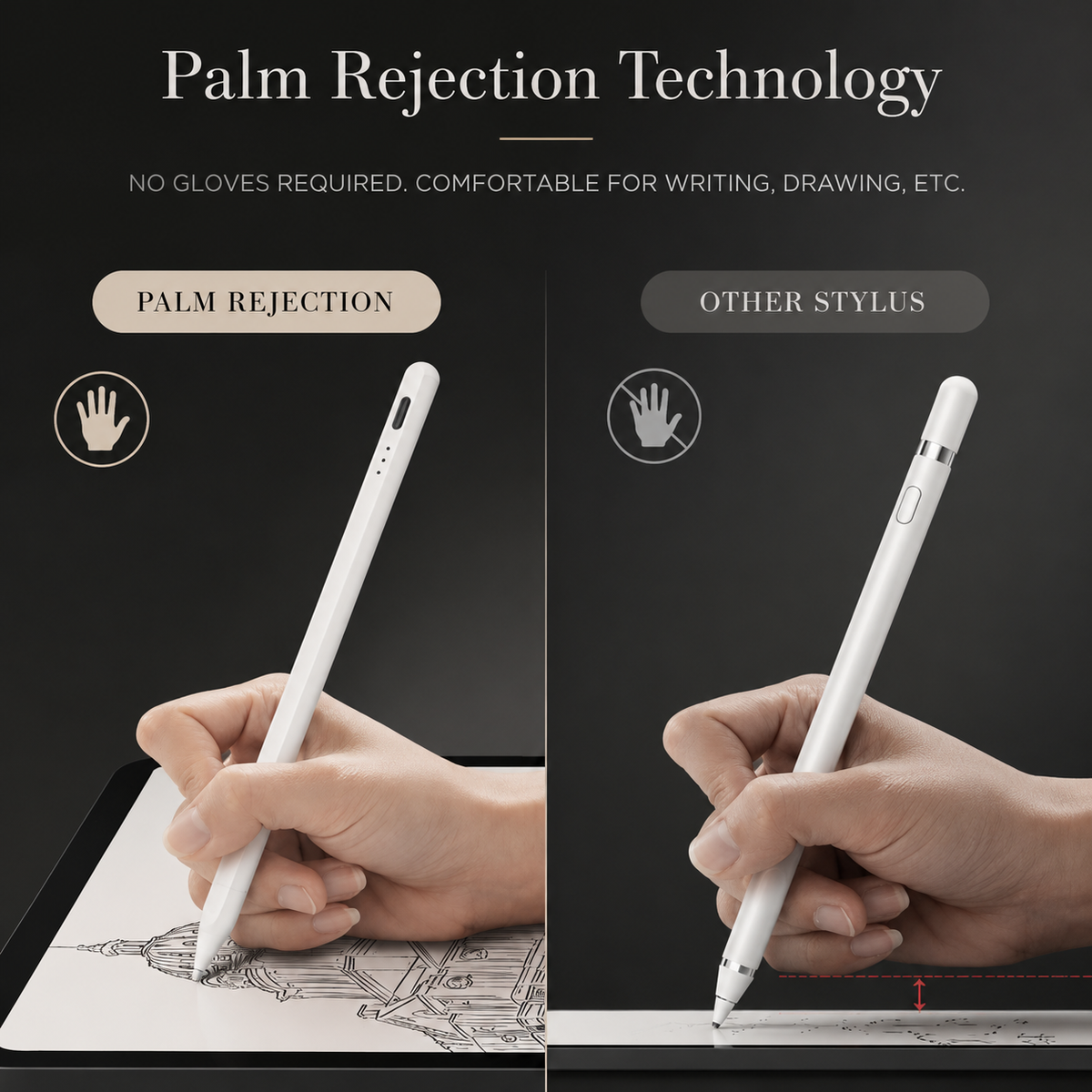 Premium Stylus Pen Bluetooth Compatible Rechargeable Touchscreen Tablet Pen Precision Tip Digital Pencil Power Display Writing Drawing Tool Daily