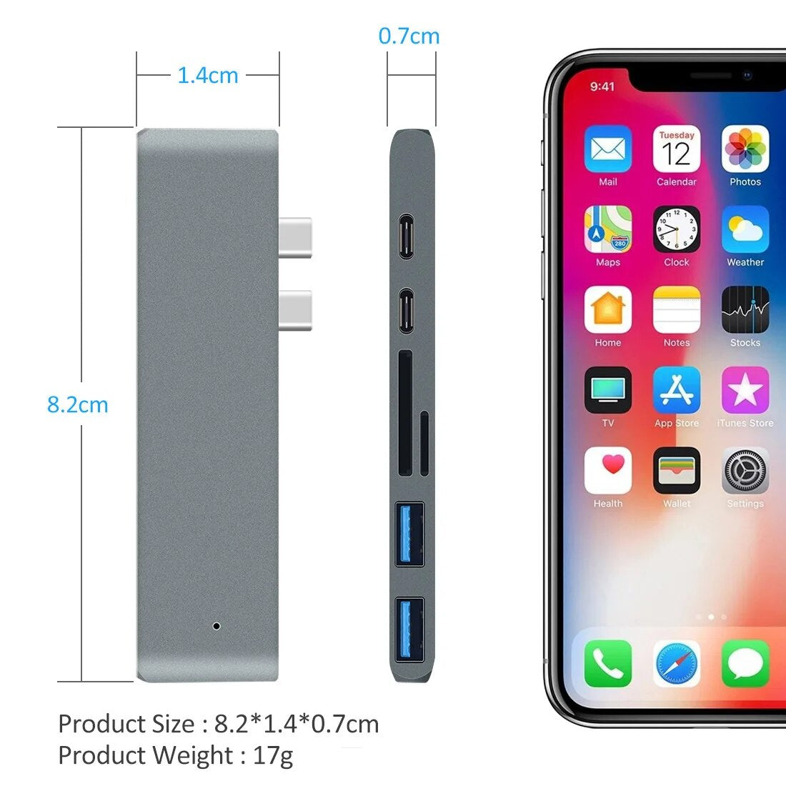 Premium USB-C Hub HDMI 4K Adapter Thunderbolt 3 USB 3.1 Multiport Dock PD Charging SD Card Reader
