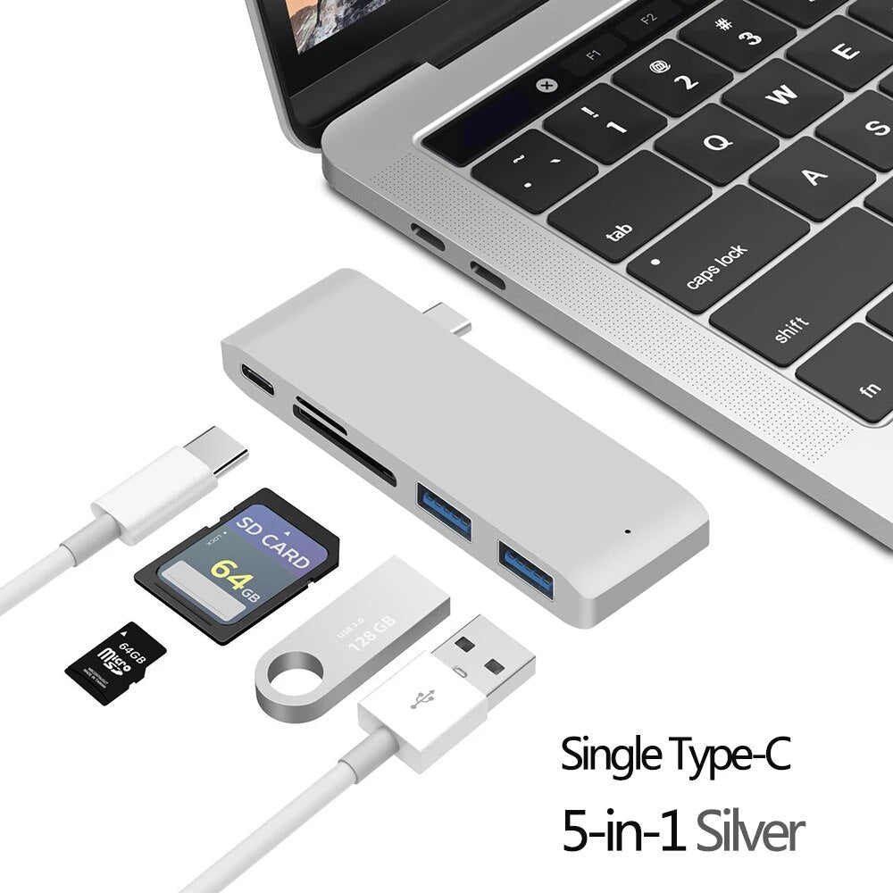 Premium USB-C Hub HDMI 4K Adapter Thunderbolt 3 USB 3.1 Multiport Dock PD Charging SD Card Reader