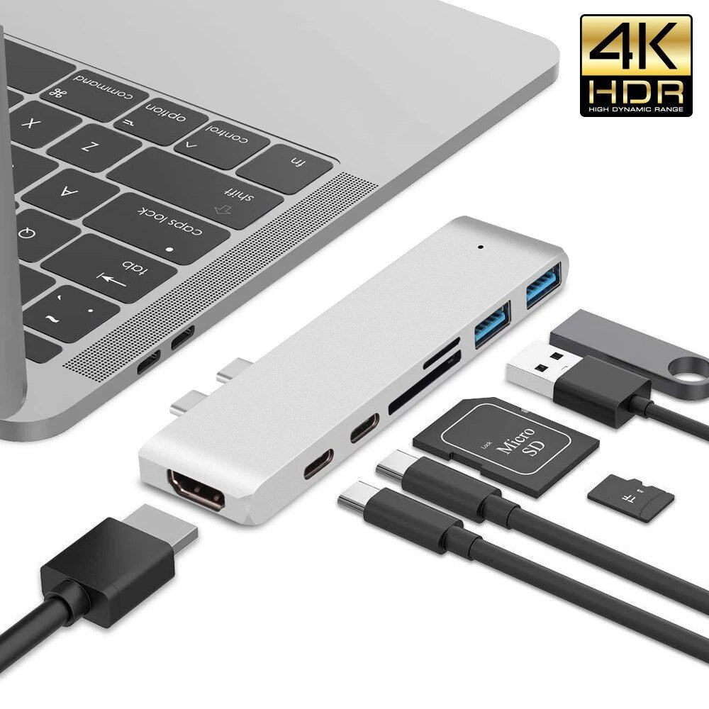 Premium USB-C Hub HDMI 4K Adapter Thunderbolt 3 USB 3.1 Multiport Dock PD Charging SD Card Reader