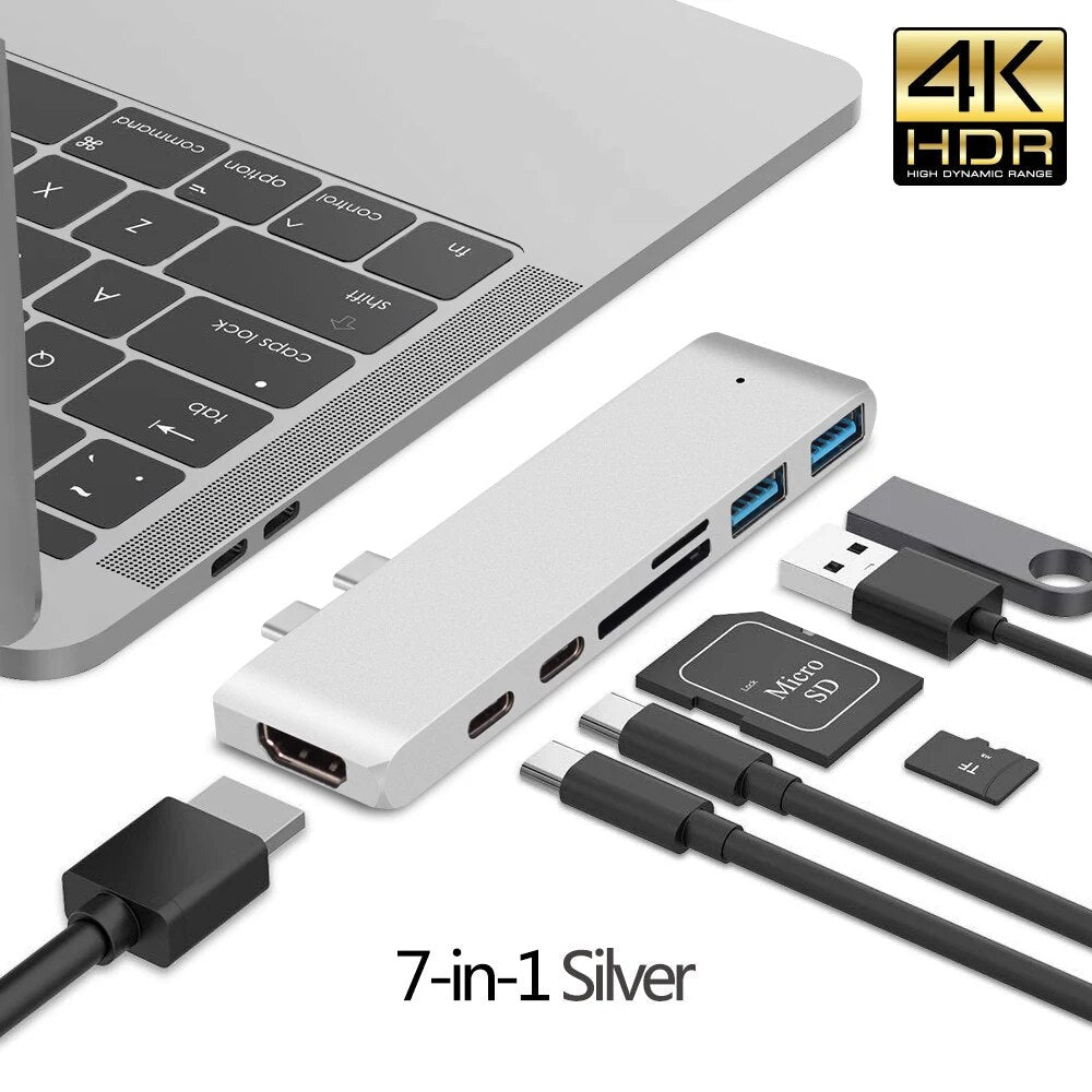 Premium USB-C Hub HDMI 4K Adapter Thunderbolt 3 USB 3.1 Multiport Dock PD Charging SD Card Reader
