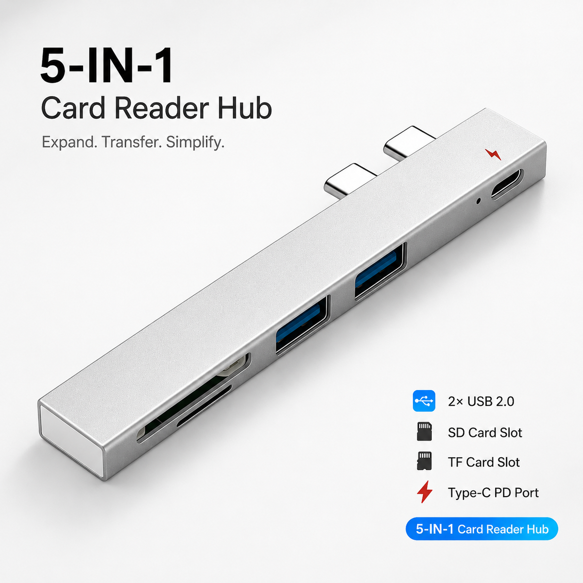 Premium USB-C Hub HDMI 4K Adapter Thunderbolt 3 USB 3.1 Multiport Dock PD Charging SD Card Reader High Speed Data Transfer Compact Portable Design