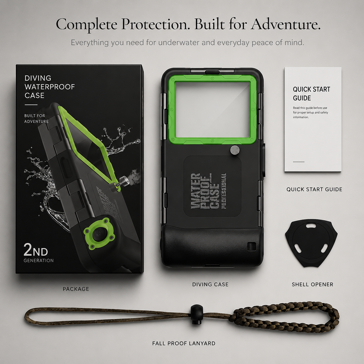 Premium Waterproof iPhone Case IP68 Protective Cover Full Body Shockproof Anti Scratch Sealed Underwater Protection Lanyard Durable Design Case
