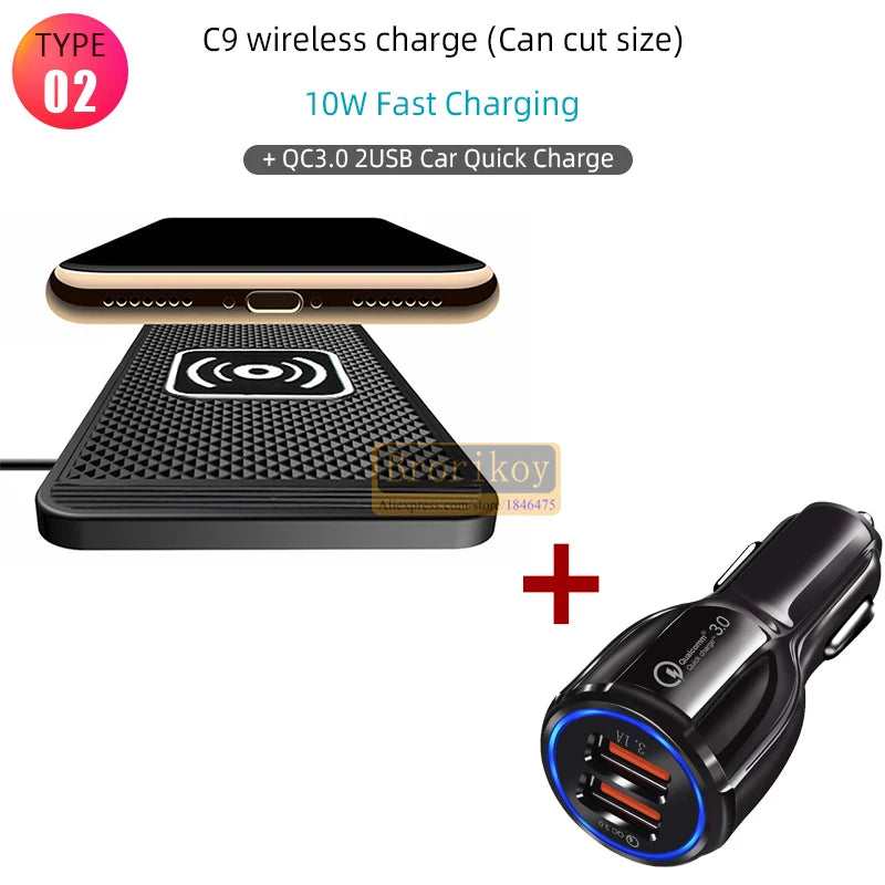 Premium Wireless Car Charger 30W Fast Charging Anti-Slip Silicone Dashboard Charging Pad Smartphone Dock