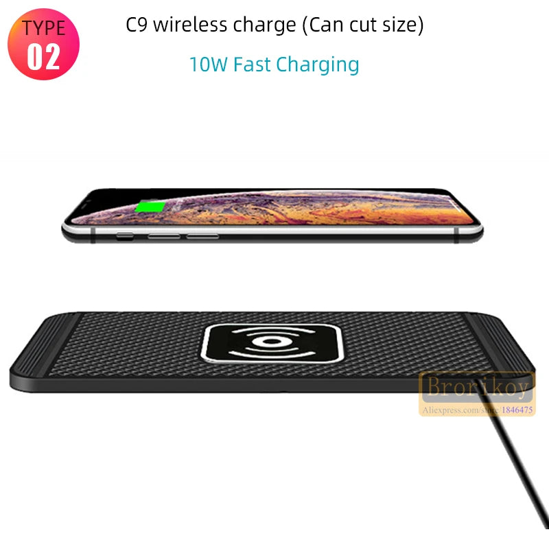 Premium Wireless Car Charger 30W Fast Charging Anti-Slip Silicone Dashboard Charging Pad Smartphone Dock