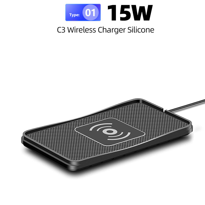 Premium Wireless Car Charger 30W Fast Charging Anti-Slip Silicone Dashboard Charging Pad Smartphone Dock
