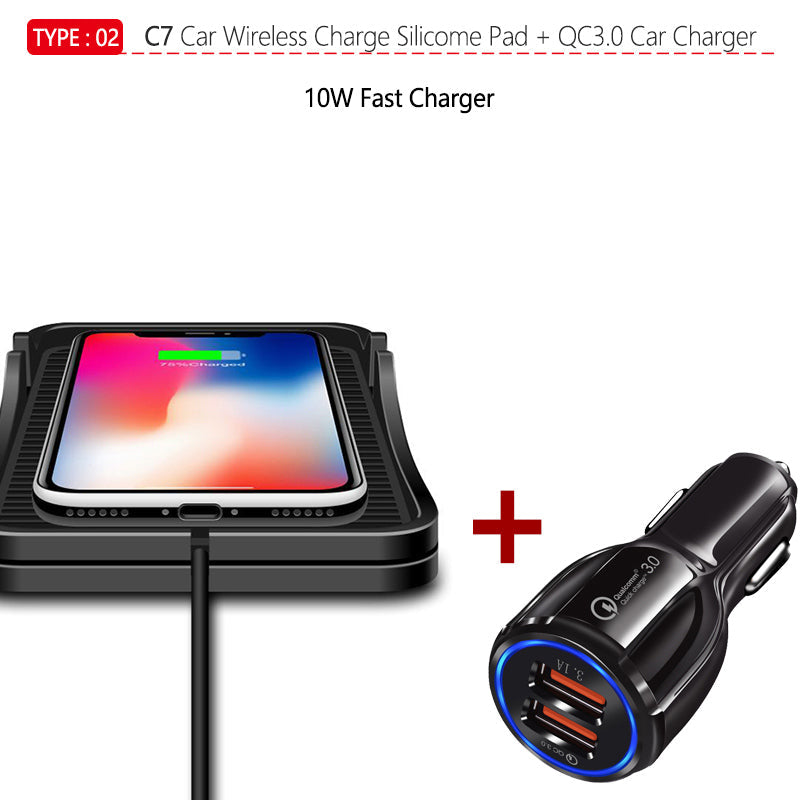 Premium Wireless Car Charger 30W Fast Charging Anti-Slip Silicone Dashboard Charging Pad Smartphone Dock