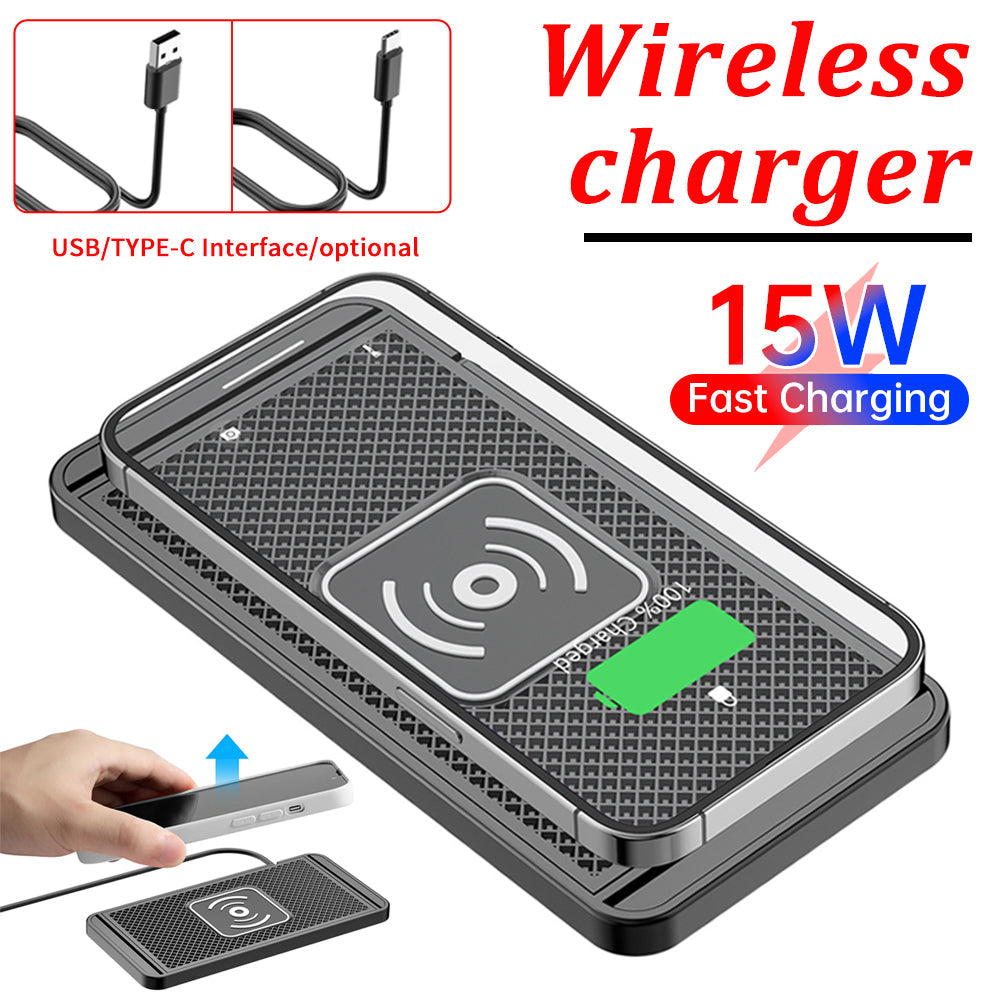 Premium Wireless Car Charger 30W Fast Charging Anti-Slip Silicone Dashboard Charging Pad Smartphone Dock