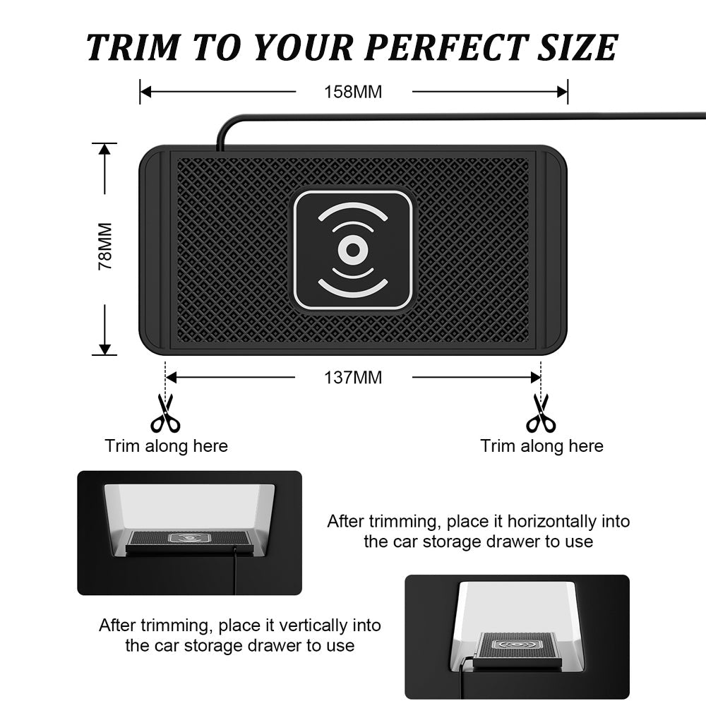 Premium Wireless Car Charger 30W Fast Charging Anti-Slip Silicone Dashboard Charging Pad Smartphone Dock