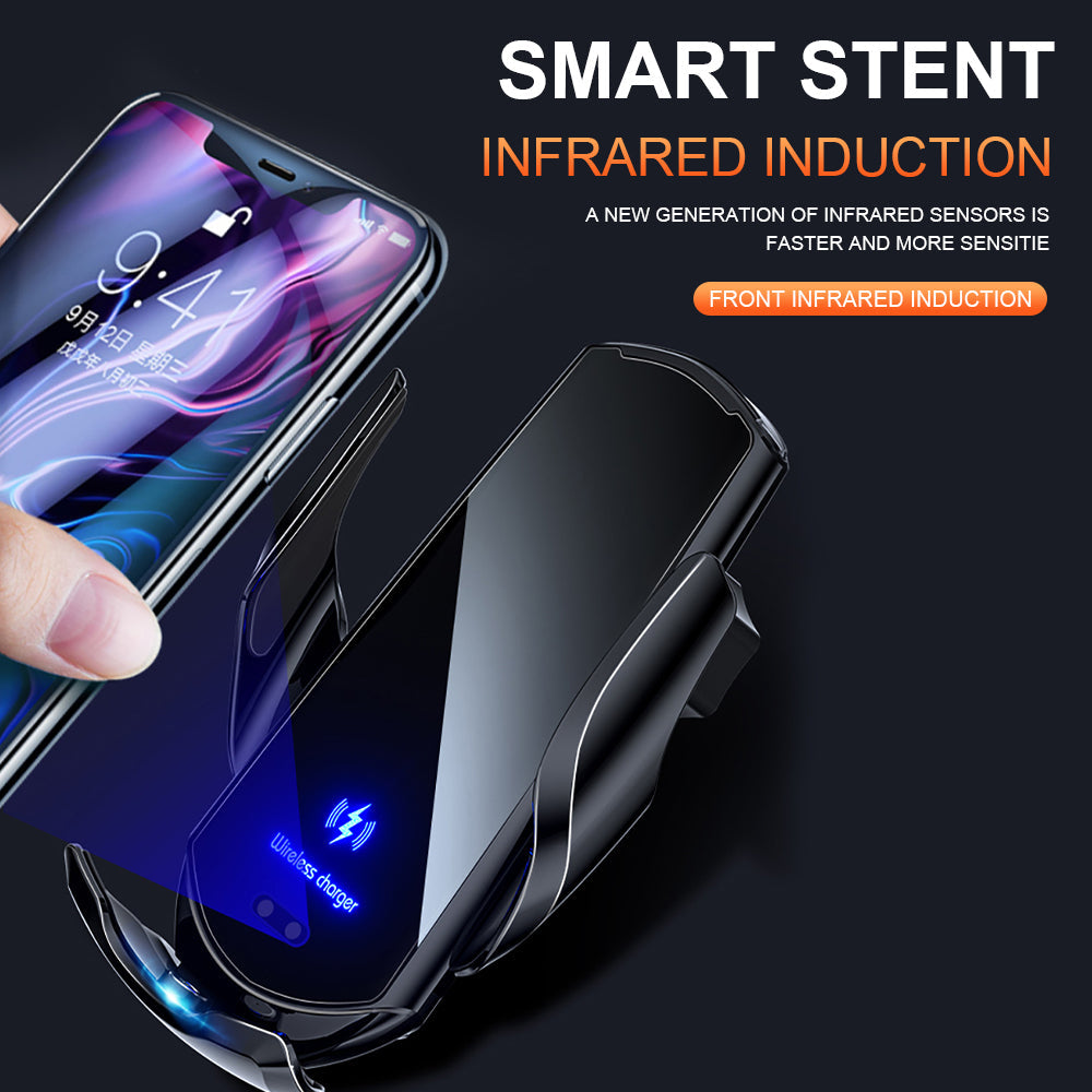 Premium Wireless Car Charger Magnetic Phone Mount 30W Fast Charging Auto Clamp Infrared Sensor USB-C LED Display