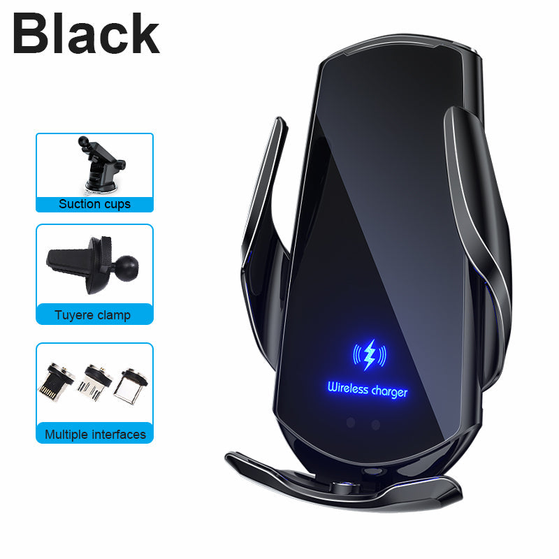 Premium Wireless Car Charger Magnetic Phone Mount 30W Fast Charging Auto Clamp Infrared Sensor USB-C LED Display