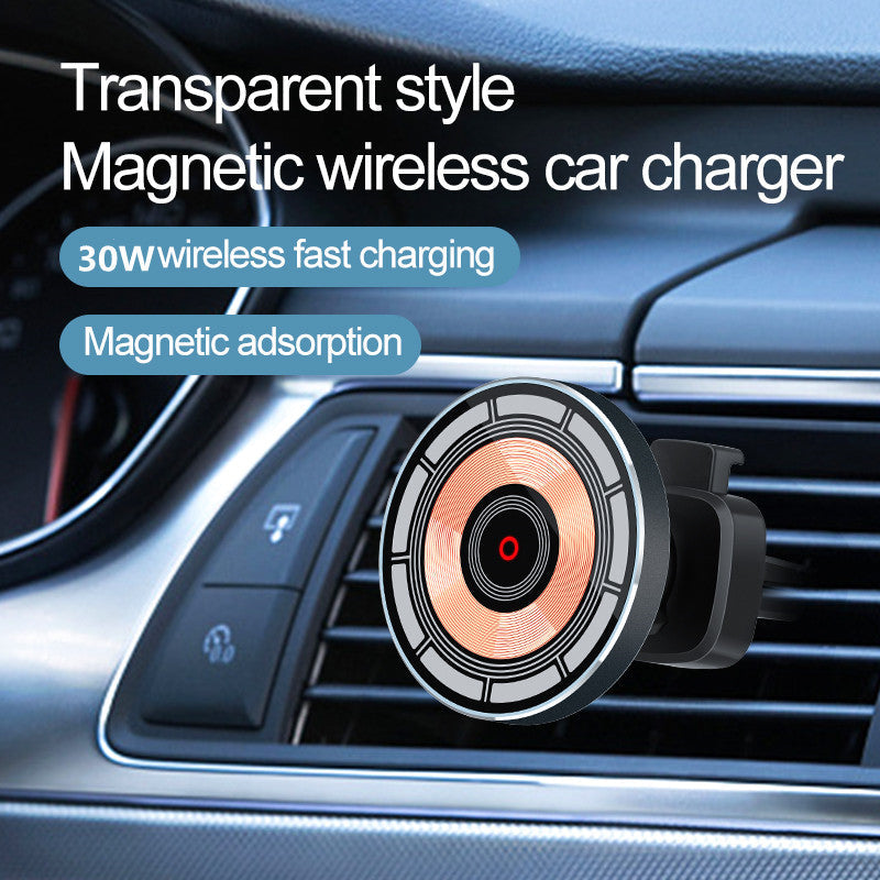 Premium Wireless Car Charger Magnetic Phone Mount MagSafe Compatible 30W Fast Charging Dashboard Vent Holder