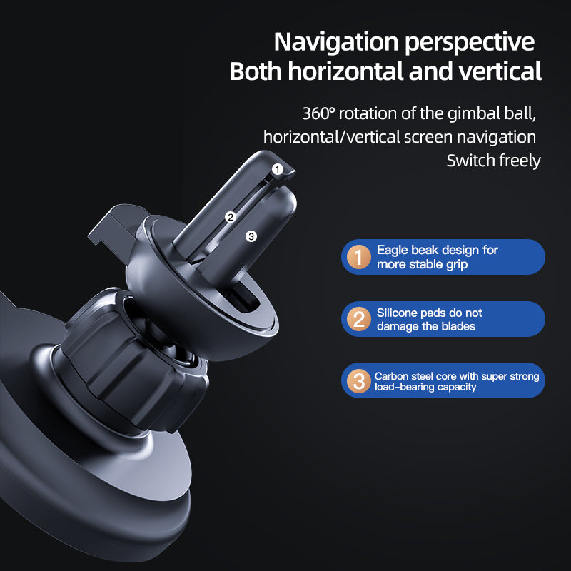 Premium Wireless Car Charger Magnetic Phone Mount MagSafe Compatible 30W Fast Charging Dashboard Vent Holder