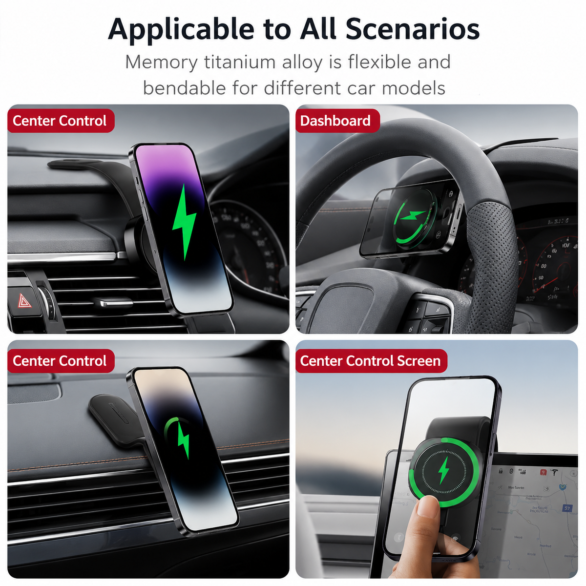 Premium Wireless Car Charger Magnetic Phone Mount MagSafe Compatible 30W Fast Charging Dashboard Vent Holder Secure Mount Adjustable Mount Design