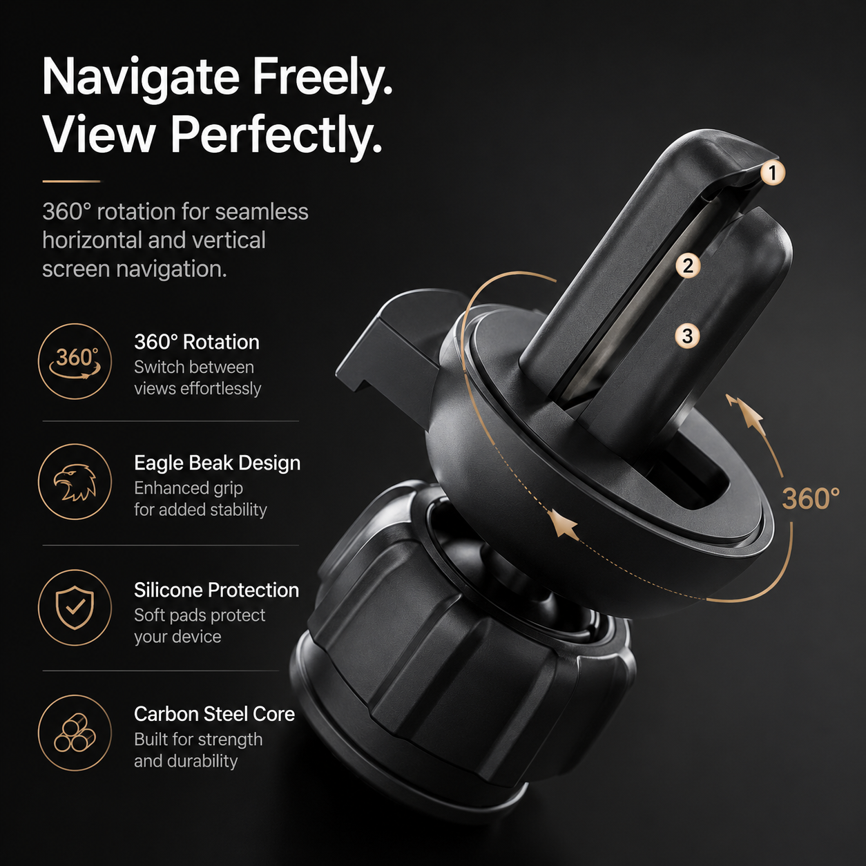 Premium Wireless Car Charger Magnetic Phone Mount MagSafe Compatible 30W Fast Charging Dashboard Vent Holder Secure Mount Adjustable Mount Design