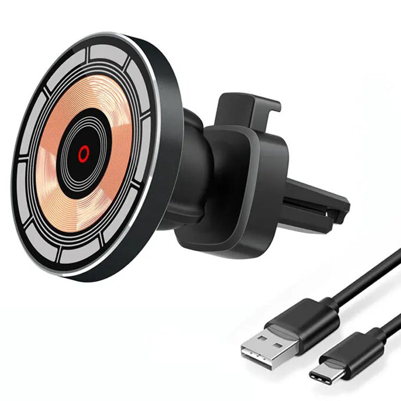 Premium Wireless Car Charger Magnetic Phone Mount MagSafe Compatible 30W Fast Charging Dashboard Vent Holder
