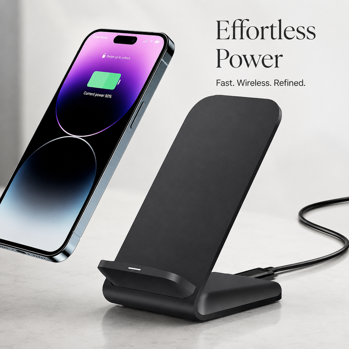 Premium Wireless Charger Fast Wireless Charging Foldable Charging Stand Portable Charging Dock Compatible with iPhone Adjustable Design for Travel