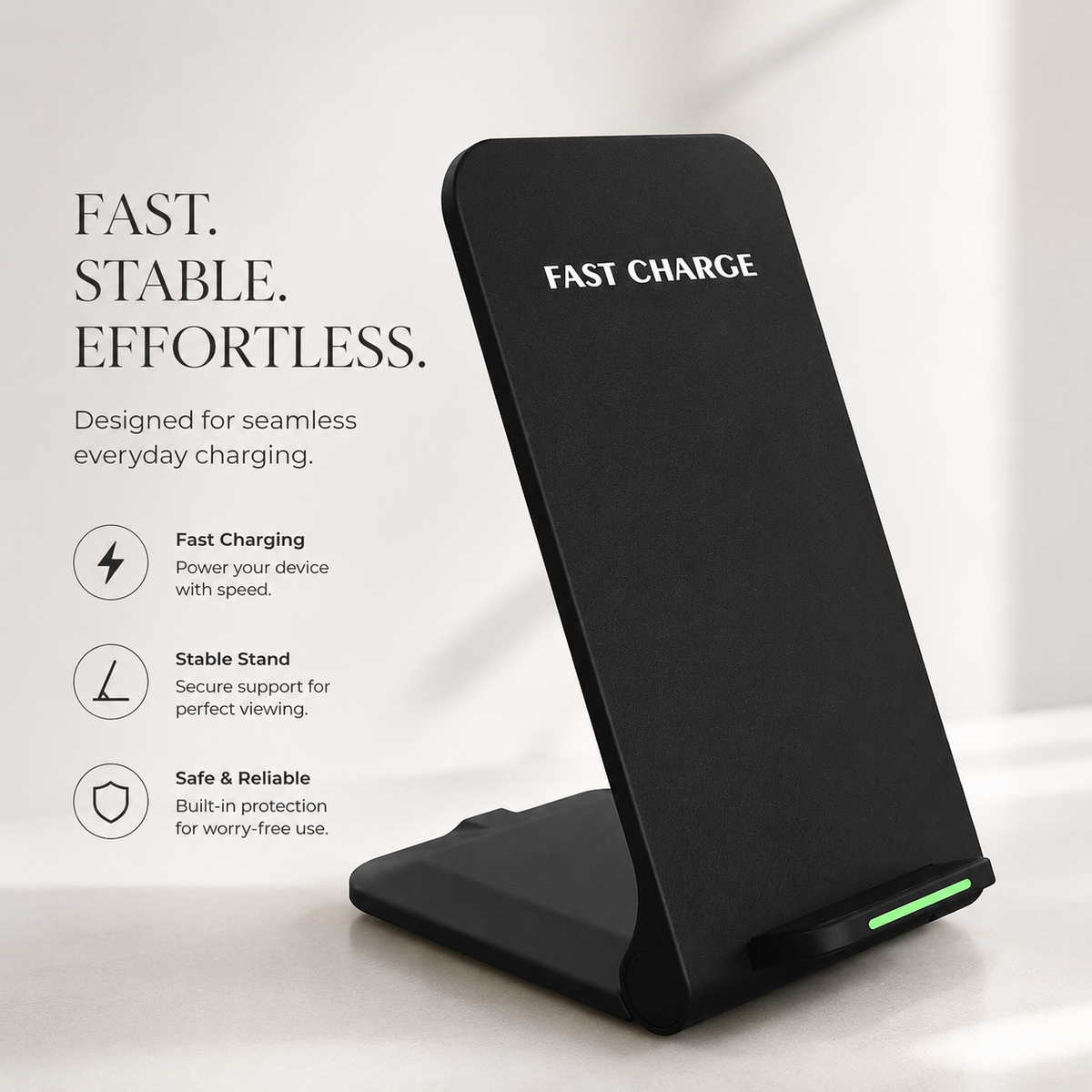 Premium Wireless Charger Fast Wireless Charging Foldable Charging Stand Portable Charging Dock Compatible with iPhone Adjustable Design for Travel