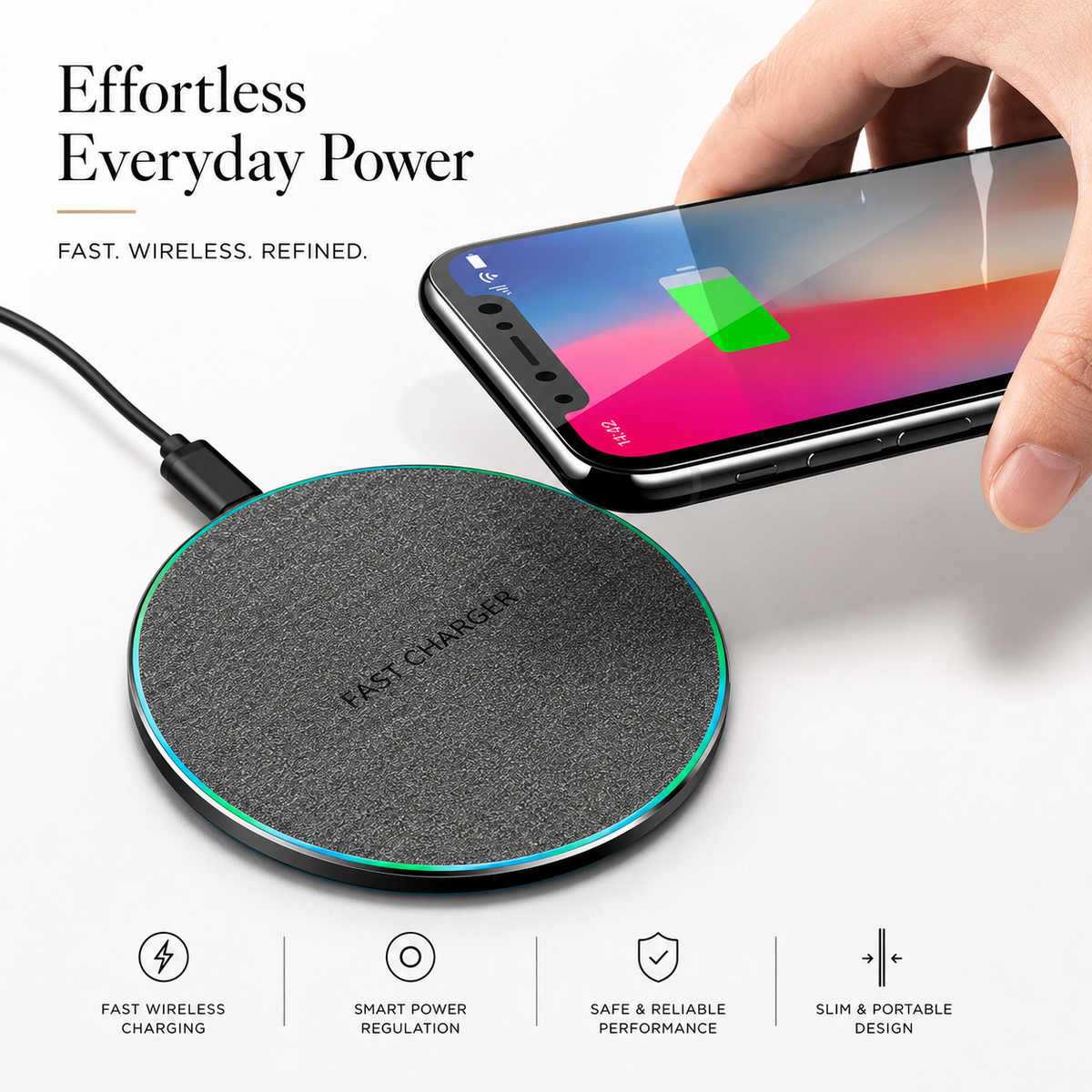 Premium Wireless Charger MagSafe Compatible 30W Fast Charging Pad Qi USB-C Magnetic Charging Dock Slim Portable Desktop Travel Charger Stand