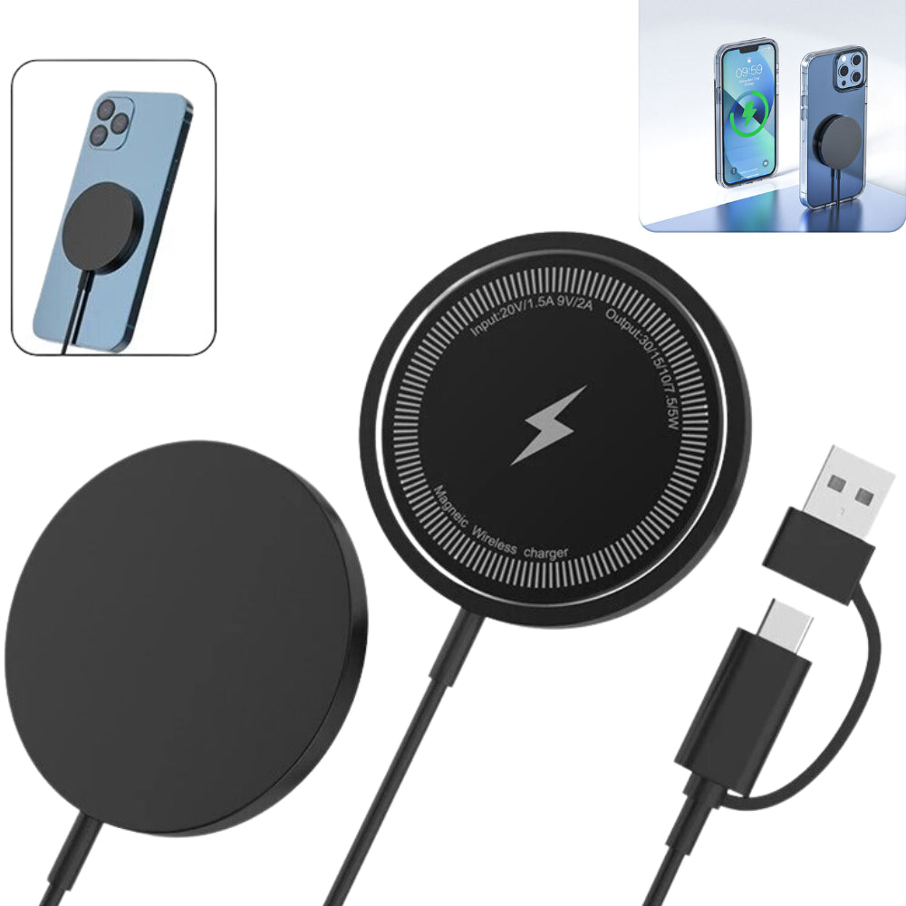 Premium Wireless Charger Magnetic Charging Pad MagSafe Compatible 30W Fast Wireless Charging Slim Portable Dock