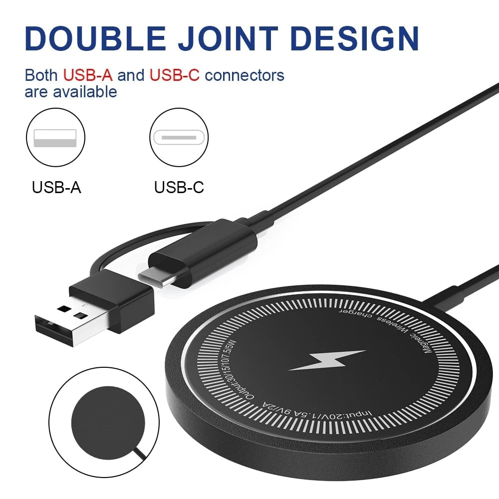 Premium Wireless Charger Magnetic Charging Pad MagSafe Compatible 30W Fast Wireless Charging Slim Portable Dock