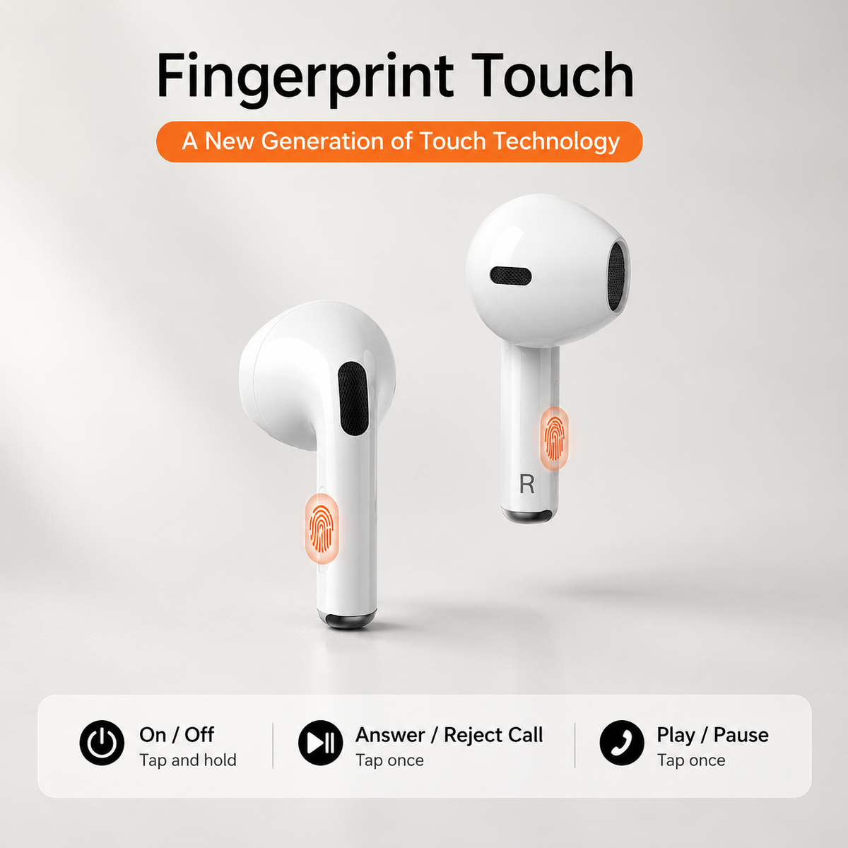 Premium Wireless Earbuds Bluetooth Compatible Touch Control Stereo Sound Mini In-Ear Sport Headset Noise Reduction Charging Case Rechargeable Portable