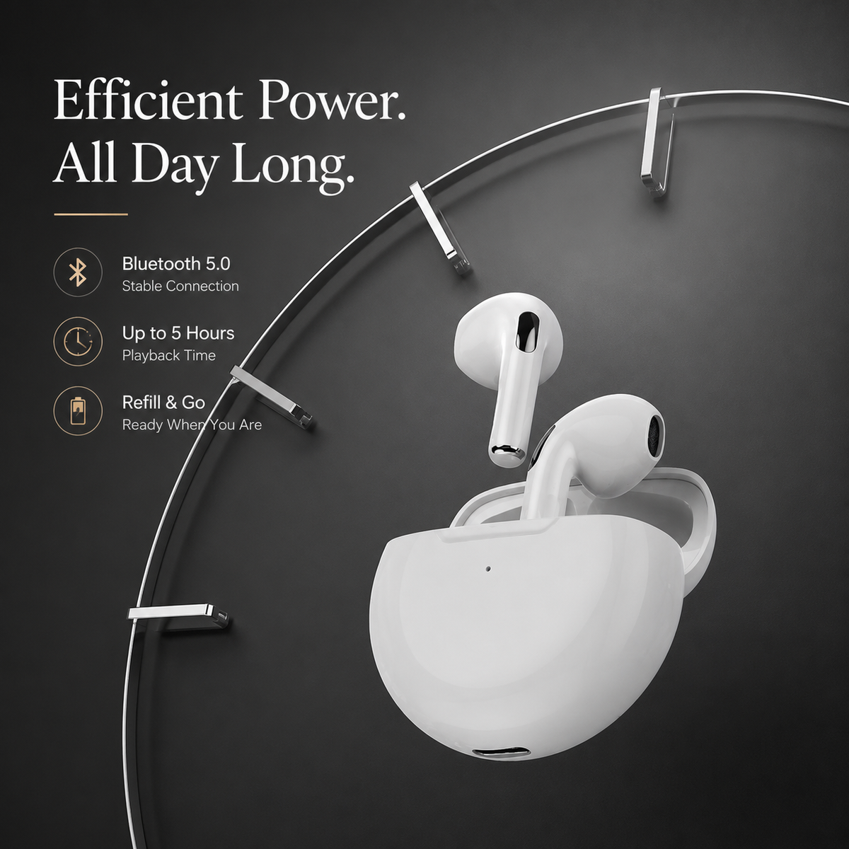 Premium Wireless Earbuds Bluetooth Compatible Touch Control Stereo Sound Mini In-Ear Sport Headset Noise Reduction Charging Case Rechargeable Portable