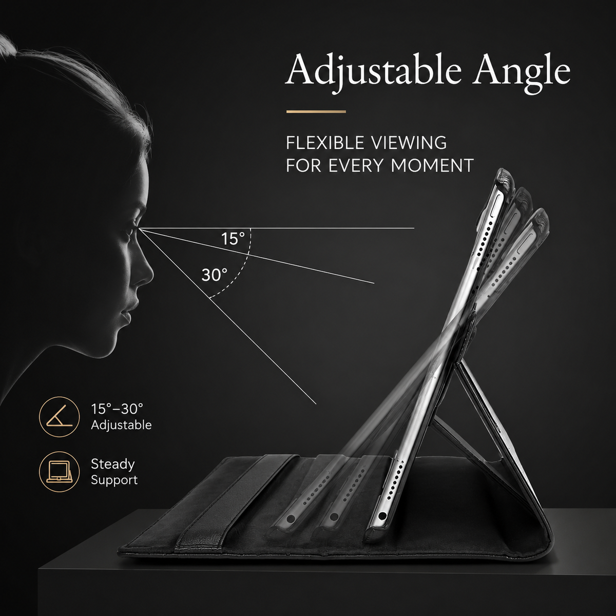 Premium iPad Case 360 Rotating Stand PU Leather Smart Cover Protective Tablet Case Multi Angle Viewing Auto Sleep Wake Slim Lightweight Design