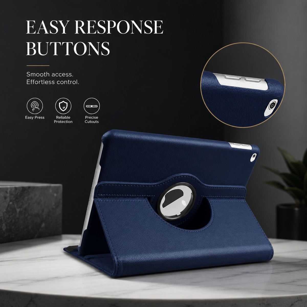 Premium iPad Case 360 Rotating Stand PU Leather Smart Cover Protective Tablet Case Multi Angle Viewing Auto Sleep Wake Slim Lightweight Design