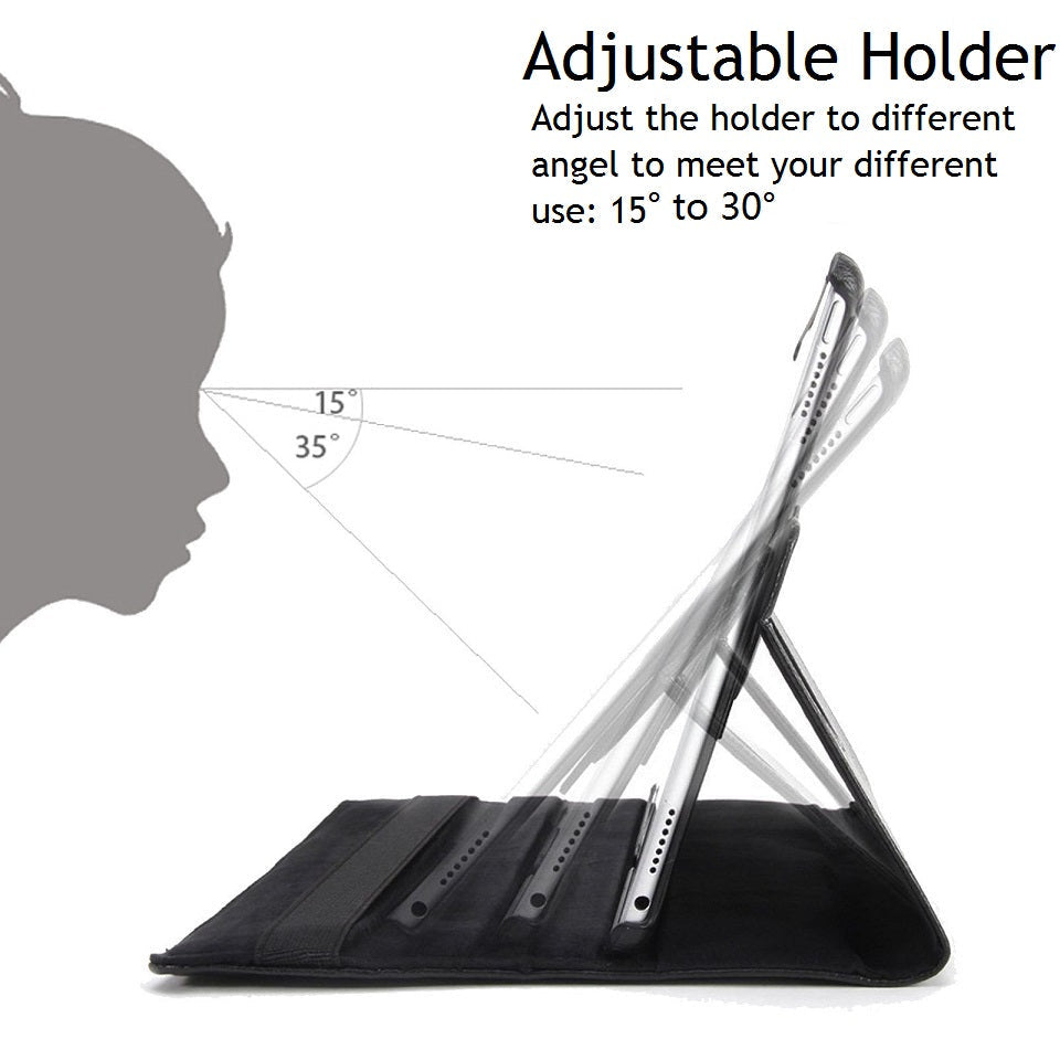 Premium iPad Case 360 Rotating Stand PU Leather Smart Cover Protective Tablet Case Multi Angle Viewing Support