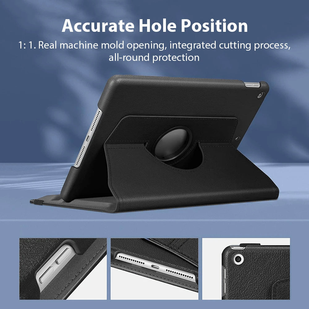 Premium iPad Case 360 Rotating Stand PU Leather Smart Cover Protective Tablet Case Multi Angle Viewing Support