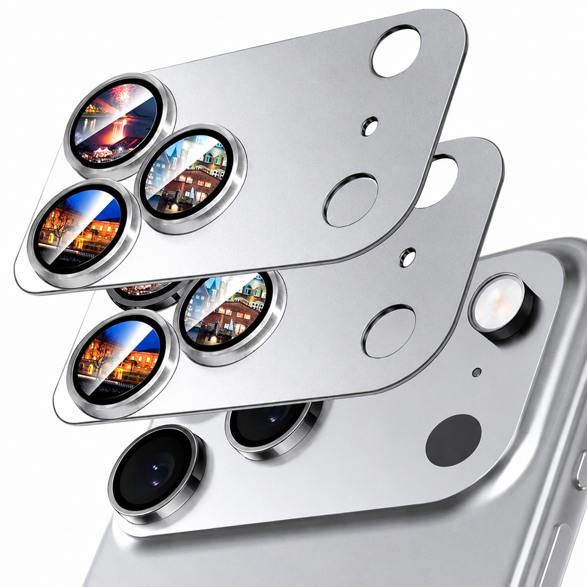 Premium iPhone Camera Lens Protector Alloy Ring Tempered Glass Scratch Resistant Shatterproof Cover Precision Fit Camera Guard Protection Slim Design