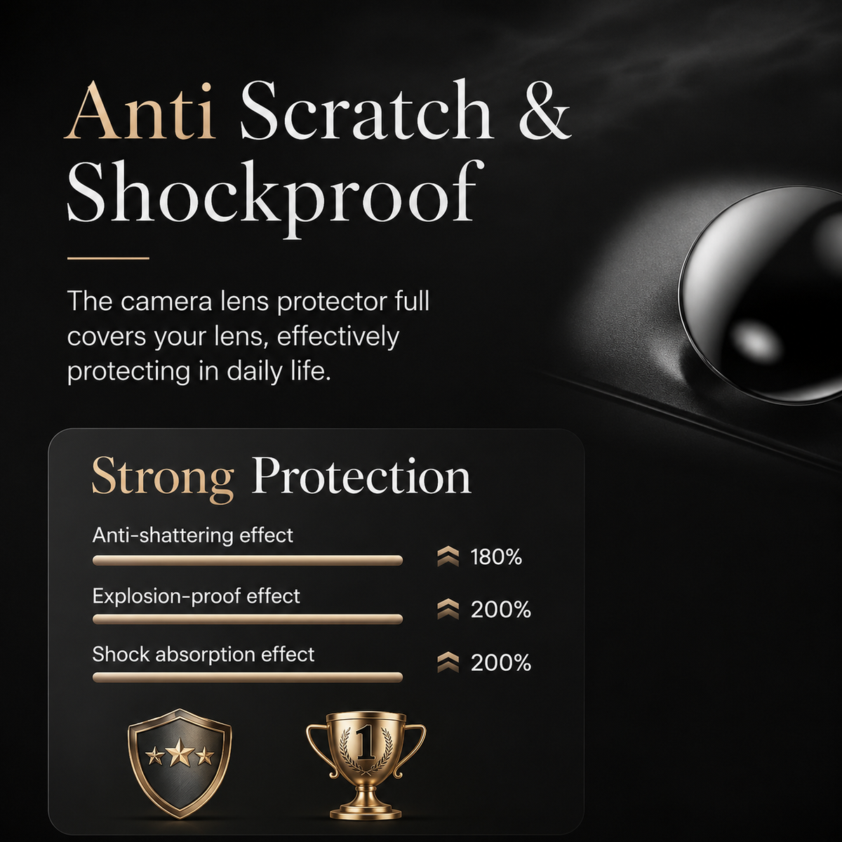 Premium iPhone Camera Lens Protector Alloy Ring Tempered Glass Scratch Resistant Shatterproof Cover Precision Fit Camera Guard Protection Slim Design