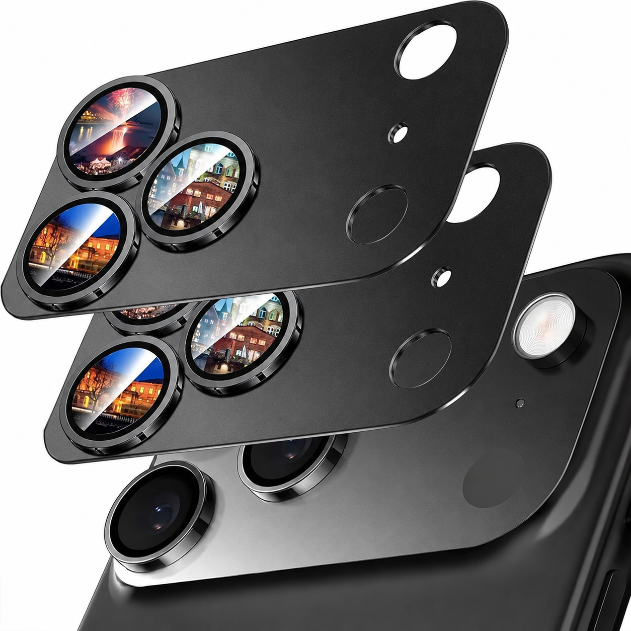 Premium iPhone Camera Lens Protector Alloy Ring Tempered Glass Scratch Resistant Shatterproof Cover Precision Fit Camera Guard Protection Slim Design