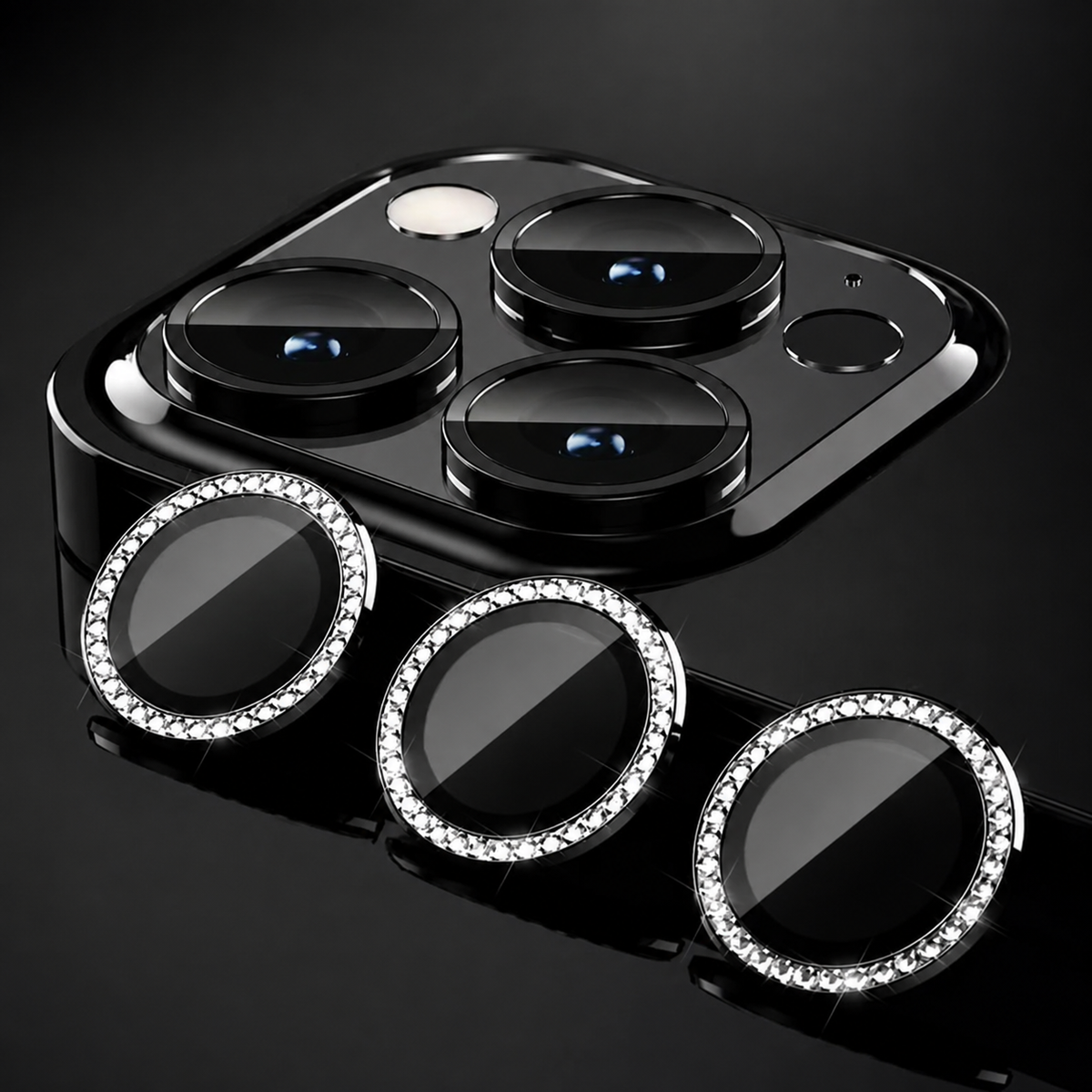 Premium iPhone Camera Lens Protector Tempered Glass Metal Ring Scratch Resistant Anti Dust Cover Precision Fit Protection Slim Design Clear Guard
