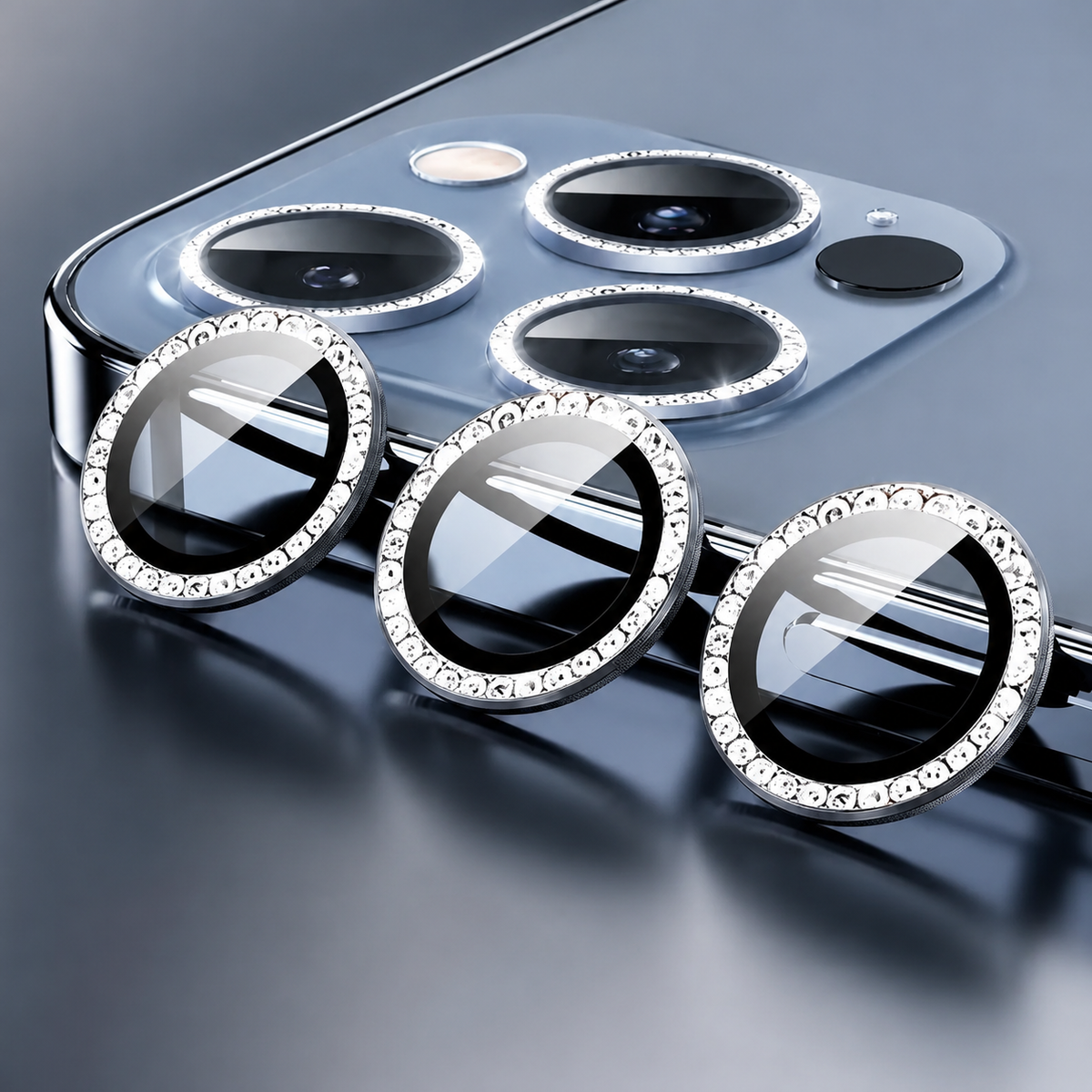 Premium iPhone Camera Lens Protector Tempered Glass Metal Ring Scratch Resistant Anti Dust Cover Precision Fit Protection Slim Design Clear Guard