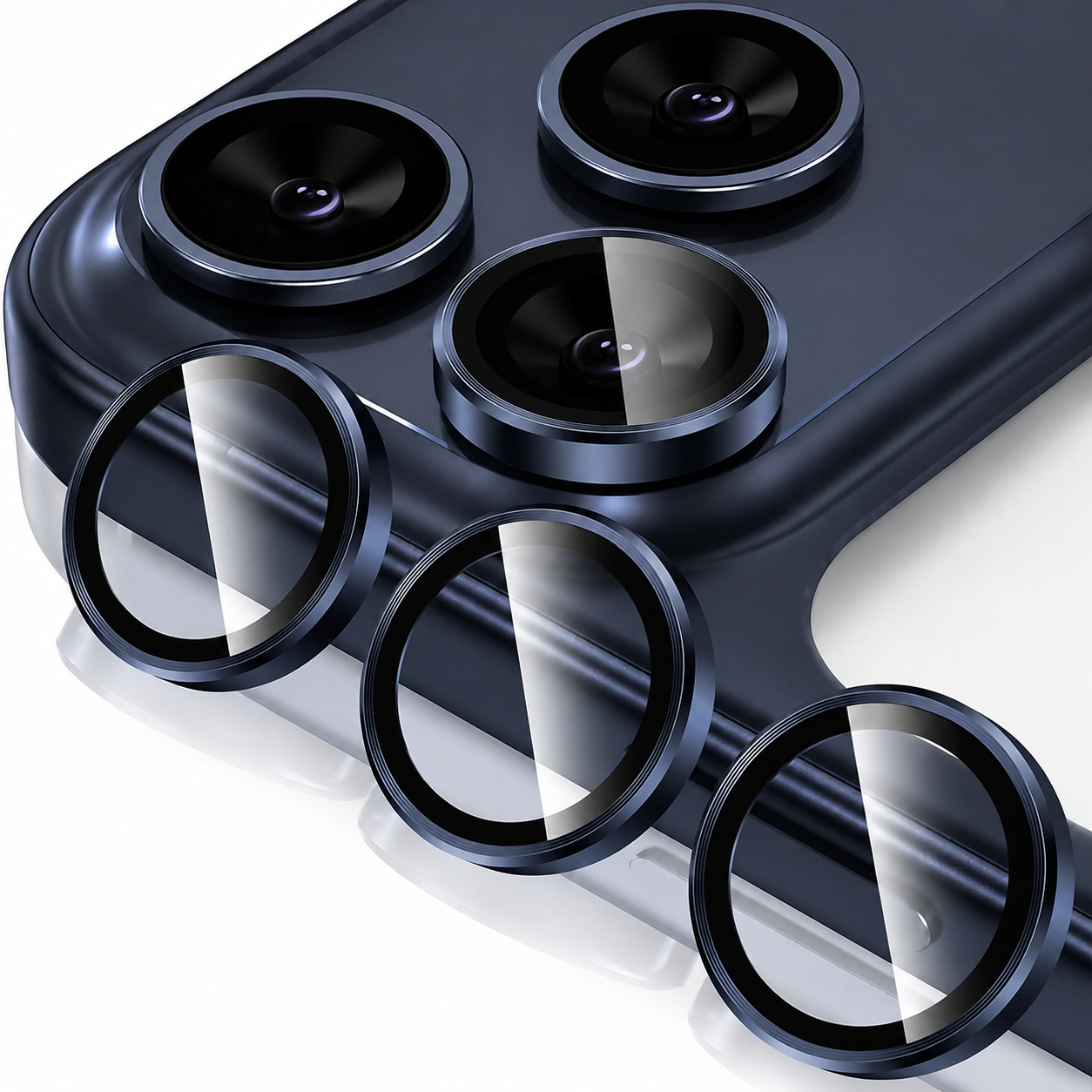 Premium iPhone Camera Lens Protector Tempered Glass Metal Ring Scratch Resistant Anti Dust Cover Precision Fit Protection Slim Design Clear Guard