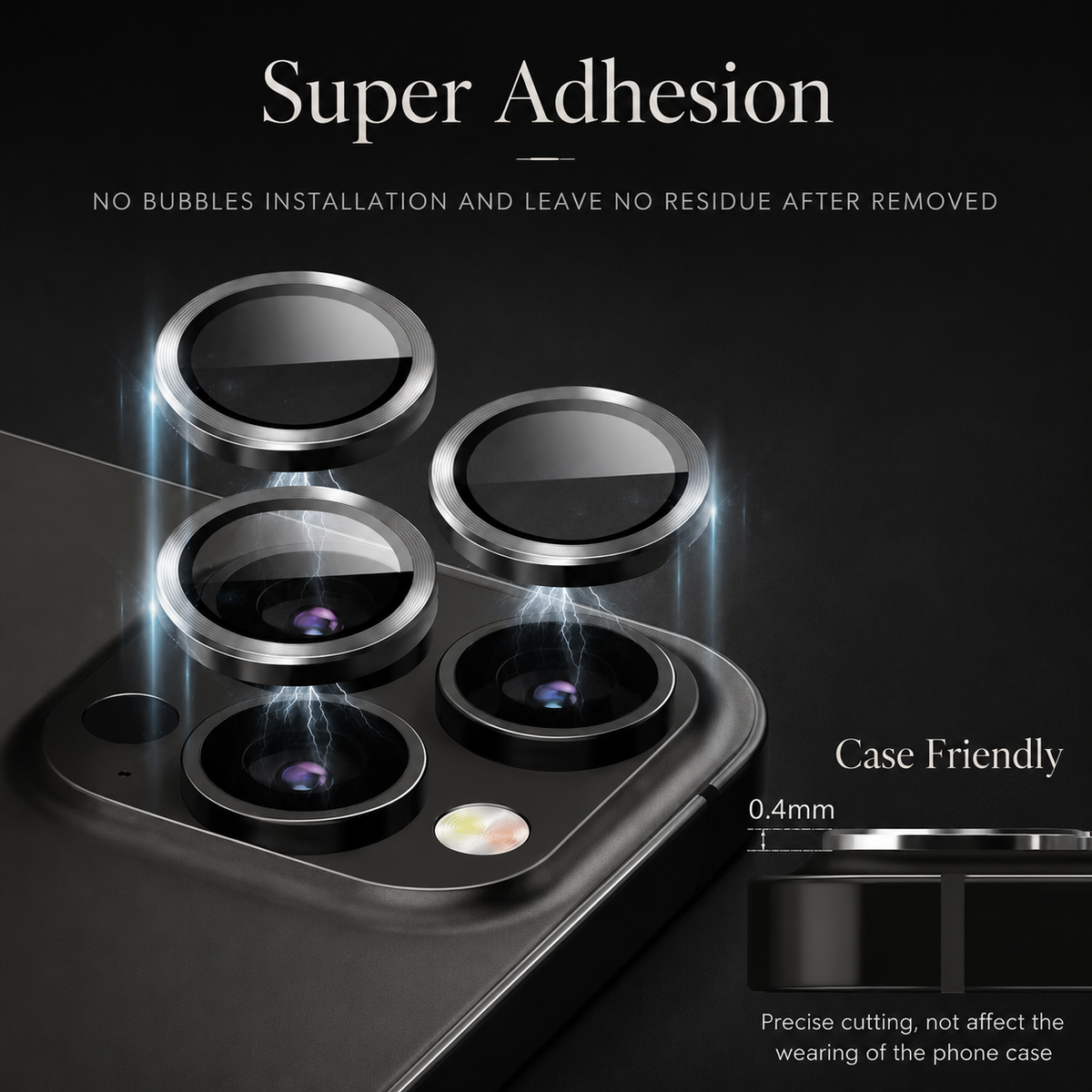 Premium iPhone Camera Lens Protector Tempered Glass Metal Ring Scratch Resistant Anti Dust Cover Precision Fit Protection Slim Design Clear Guard