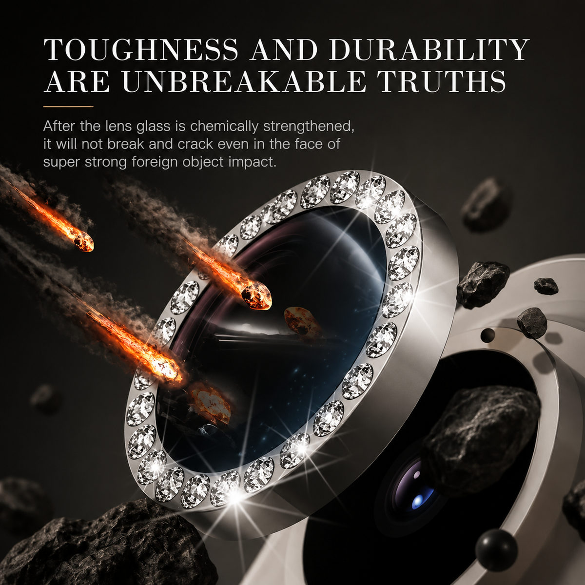 Premium iPhone Camera Lens Protector Tempered Glass Metal Ring Scratch Resistant Anti Dust Cover Precision Fit Protection Slim Design Clear Guard