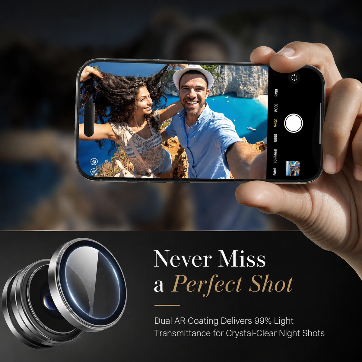 Premium iPhone Camera Lens Protector Tempered Glass Metal Ring Scratch Resistant Anti Dust Cover Precision Fit Protection Slim Design Clear Guard