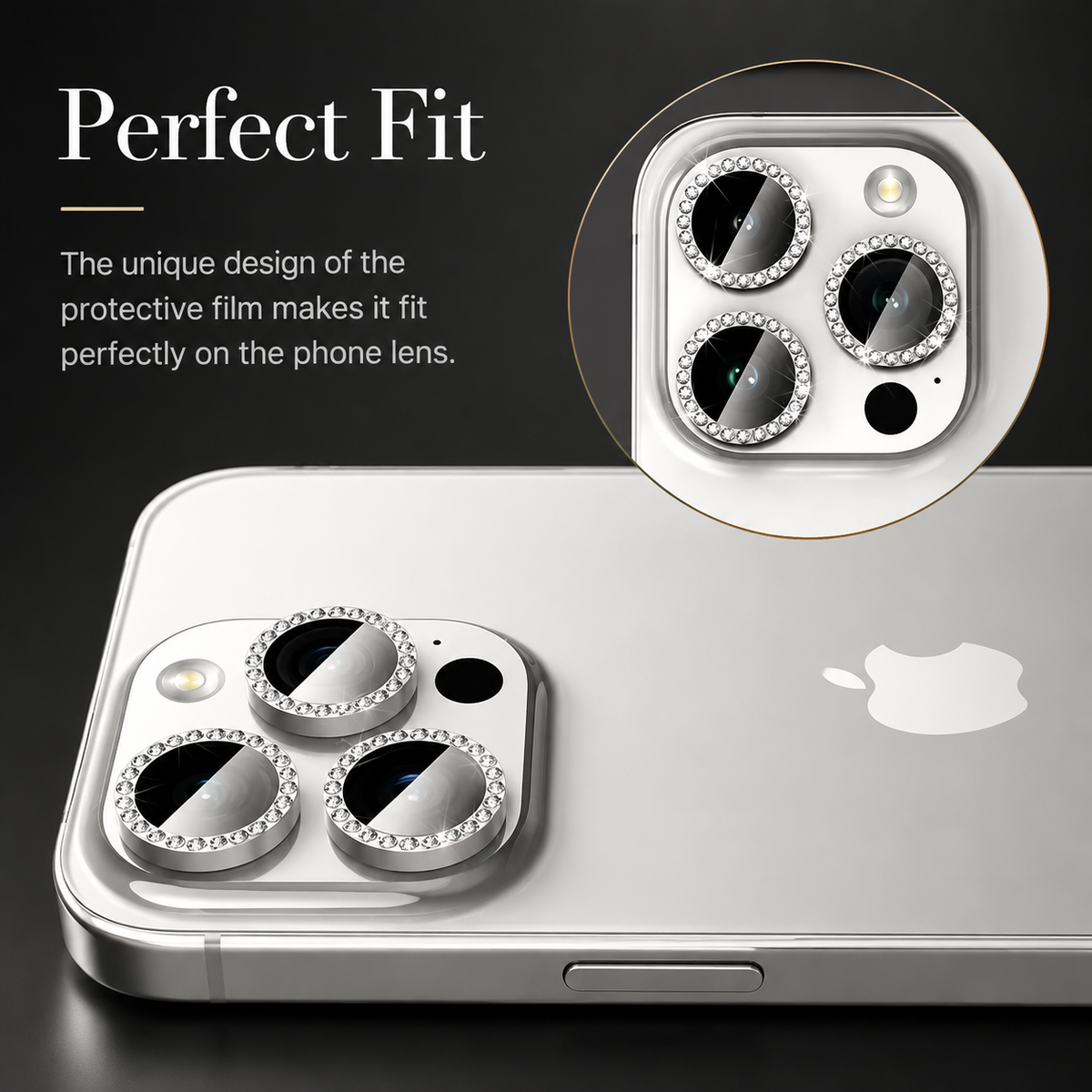 Premium iPhone Camera Lens Protector Tempered Glass Metal Ring Scratch Resistant Anti Dust Cover Precision Fit Protection Slim Design Clear Guard