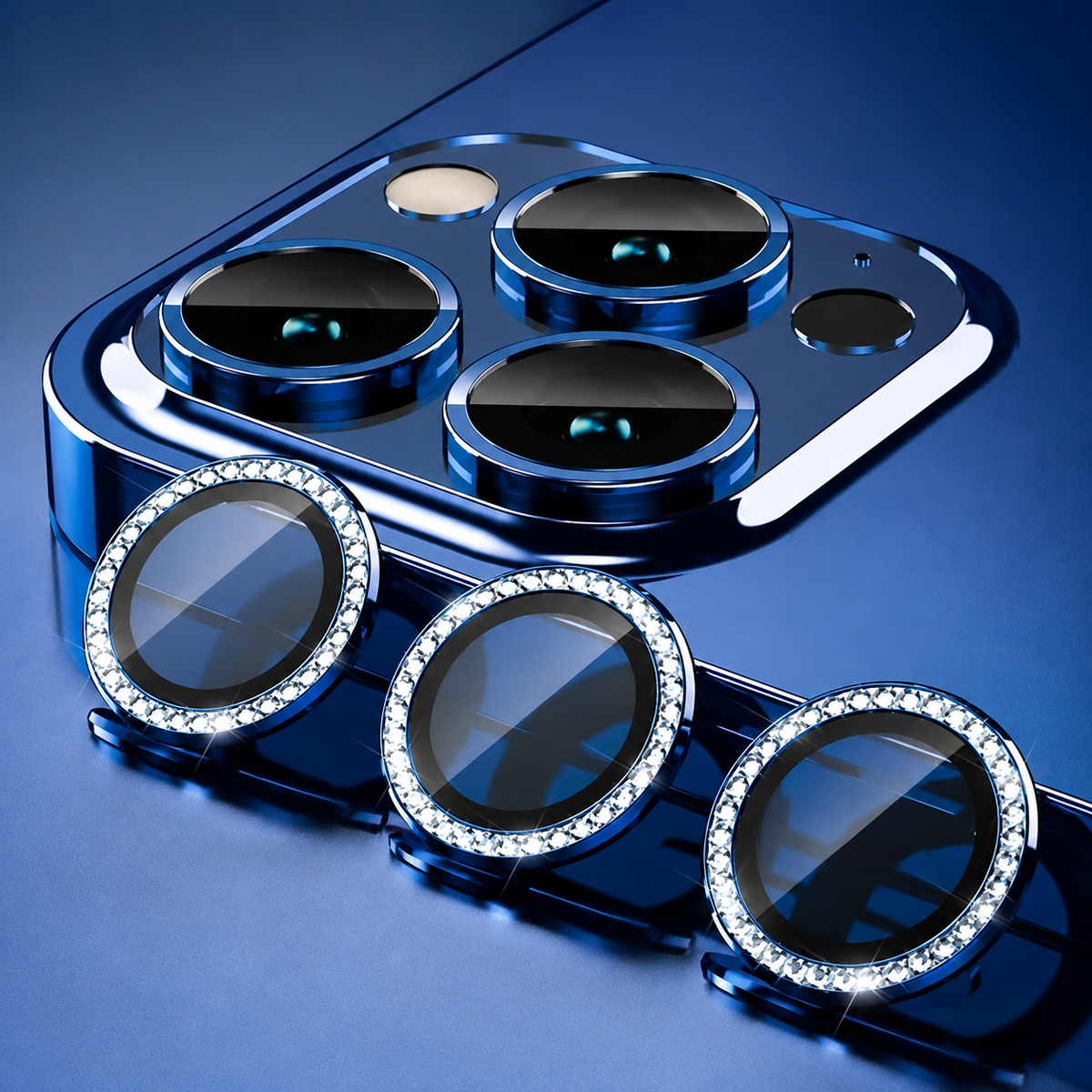 Premium iPhone Camera Lens Protector Tempered Glass Metal Ring Scratch Resistant Anti Dust Cover Precision Fit Protection Slim Design Clear Guard