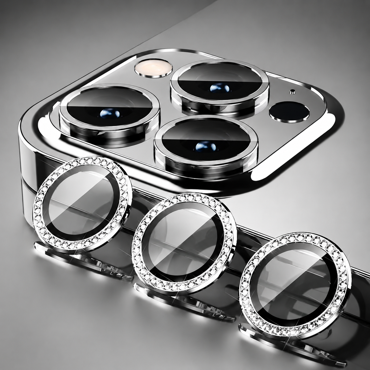 Premium iPhone Camera Lens Protector Tempered Glass Metal Ring Scratch Resistant Anti Dust Cover Precision Fit Protection Slim Design Clear Guard