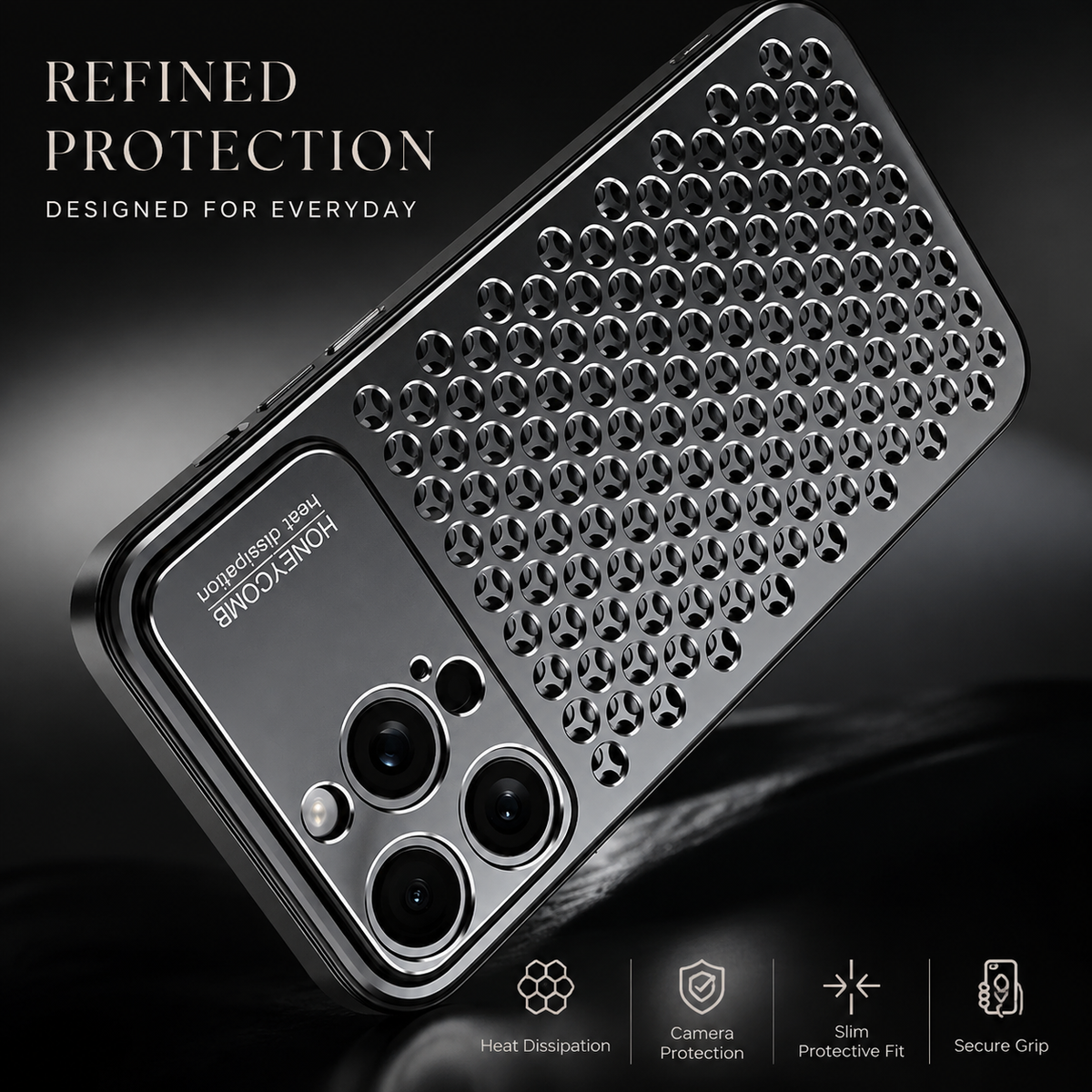 Premium iPhone Case Aluminum Alloy Protective Cover Breathable Metal Frame Shockproof Anti Fingerprint Scratch Resistant Slim Lightweight Design