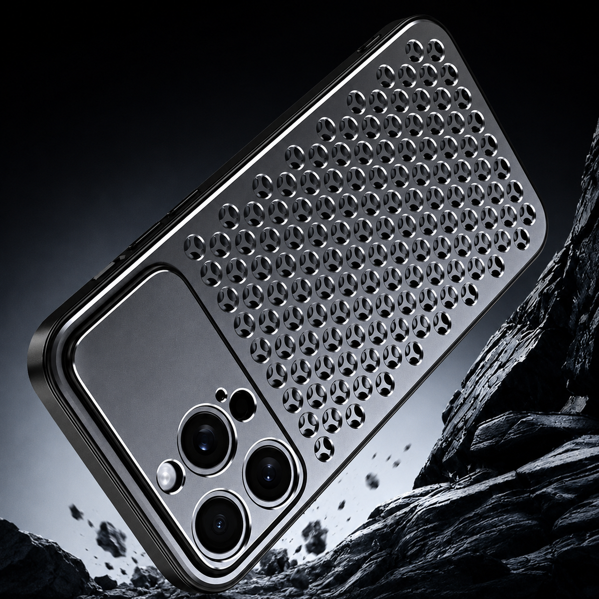Premium iPhone Case Aluminum Metal Frame Breathable Back Cover Slim Anti Fingerprint Scratch Resistant Protective Camera Protection Full Coverage