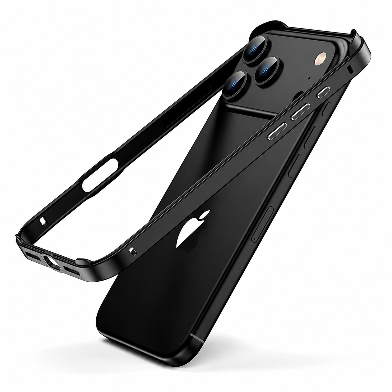Premium iPhone Case Aluminum Metal Frame Bumper Cover Silicone Shockproof Protection Durable Slim Half Wrapped Camera Protection Full Coverage